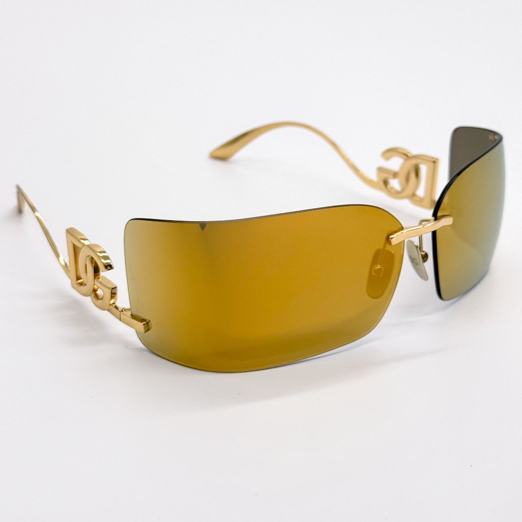 New Dg2319 02/5a Dolce&Gabbana Gold Shield Sunglasses Dg2319